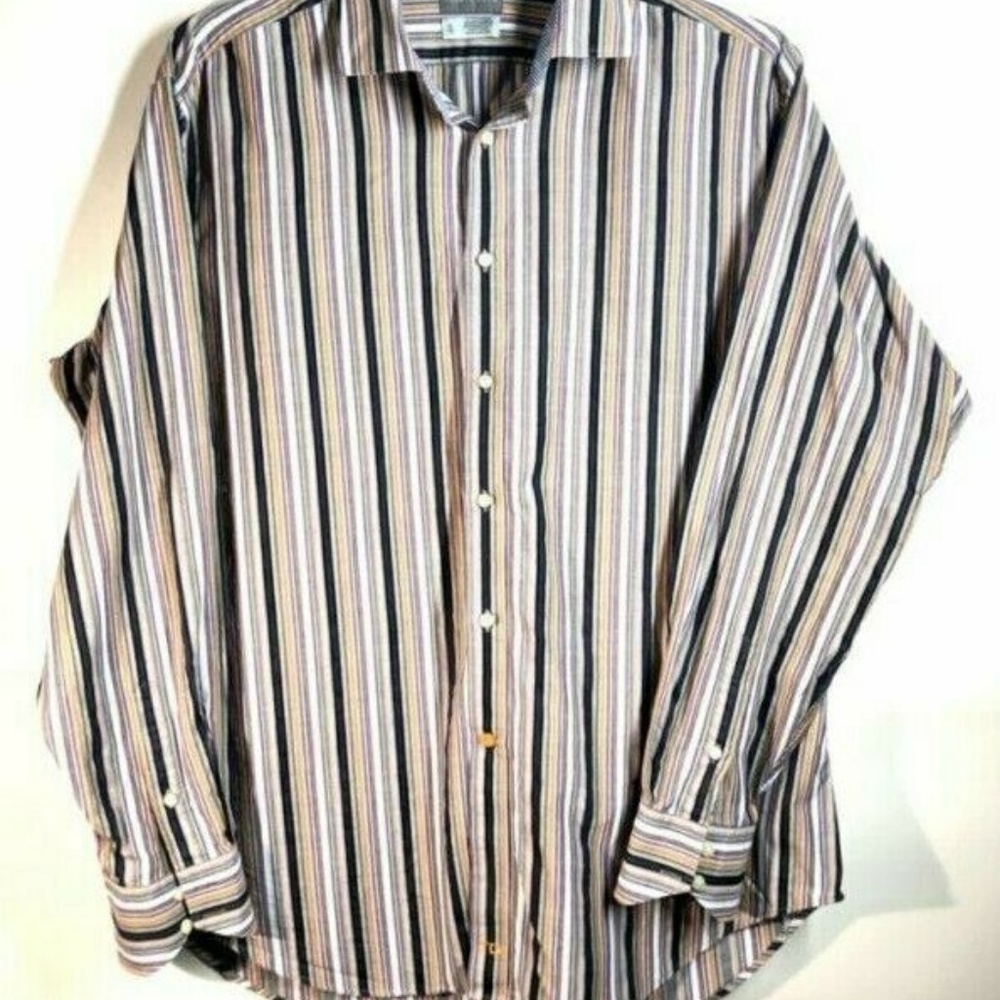 Thomas Dean Multicolored Stripes Button Up Dress S